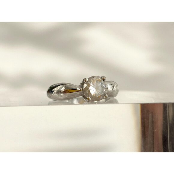 Minimalist Solitaire Cocktail Chunky 925 Sterling Silver Vintage Ring - sz 5 - Picture 3 of 16